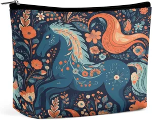 Makeup Bag Playful Pony Printed Small Travel Cosmetic Bag for Women Water-Resistant Portable Cosmetic Pouch Toiletry Bag