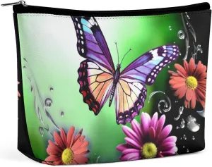 Makeup Bag Travel Cosmetic Bag Portable Flower And Butterfly Toiletry Bag Large Capacity Zipper Pouch Makeup Organizer Case Waterproof Toiletry Pouch for Women Men