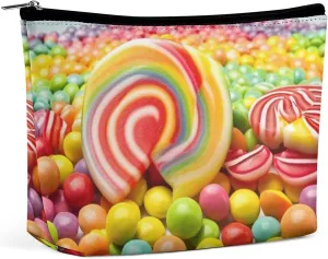 Makeup Bag Travel Cosmetic Bag Portable Rainbow Candy Toiletry Bag Large Capacity Zipper Pouch Makeup Organizer Case Waterproof Toiletry Pouch for Women Men