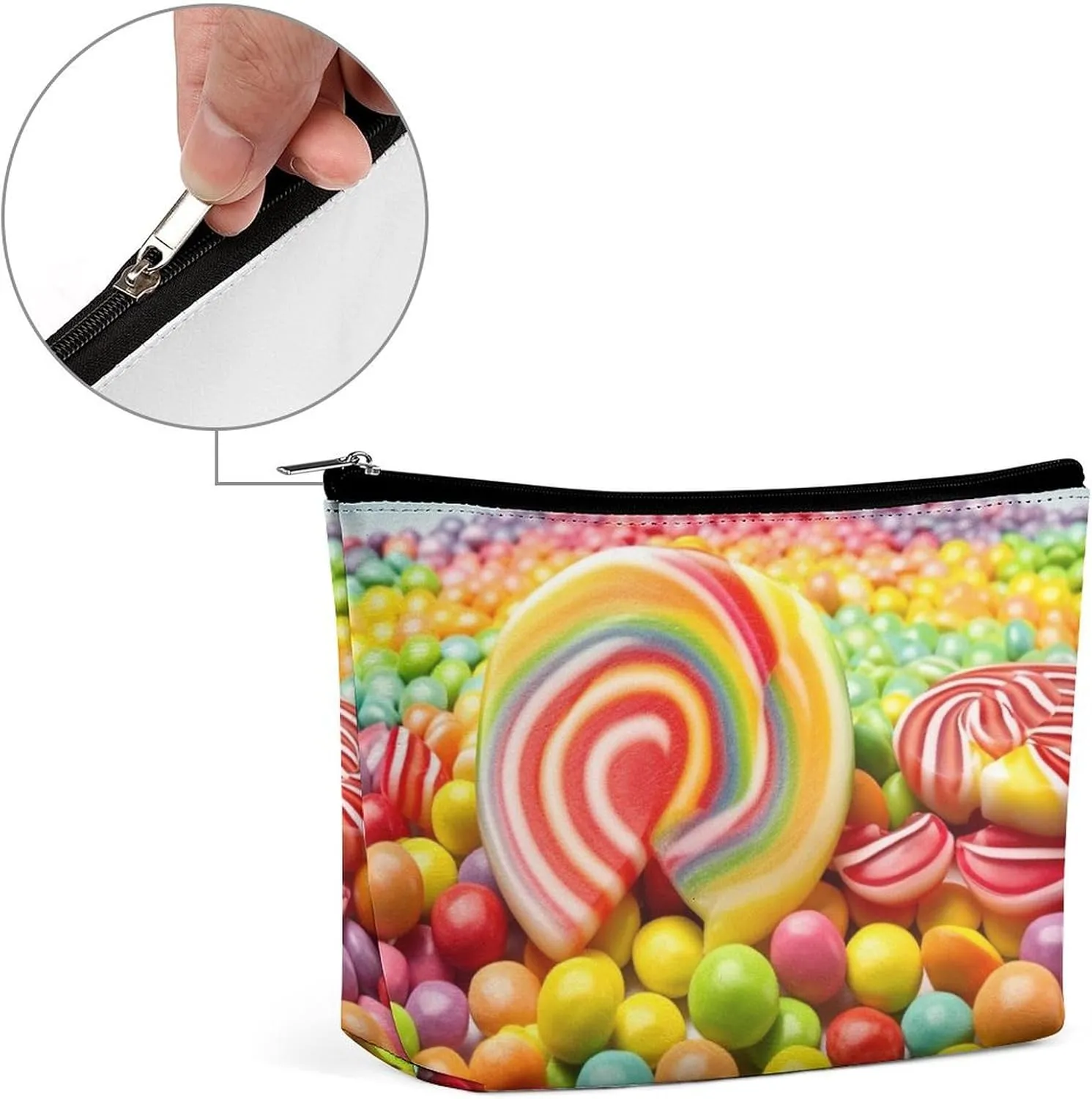 Makeup Bag Travel Cosmetic Bag Portable Rainbow Candy Toiletry Bag Large Capacity Zipper Pouch Makeup Organizer Case Waterproof Toiletry Pouch for Women Men