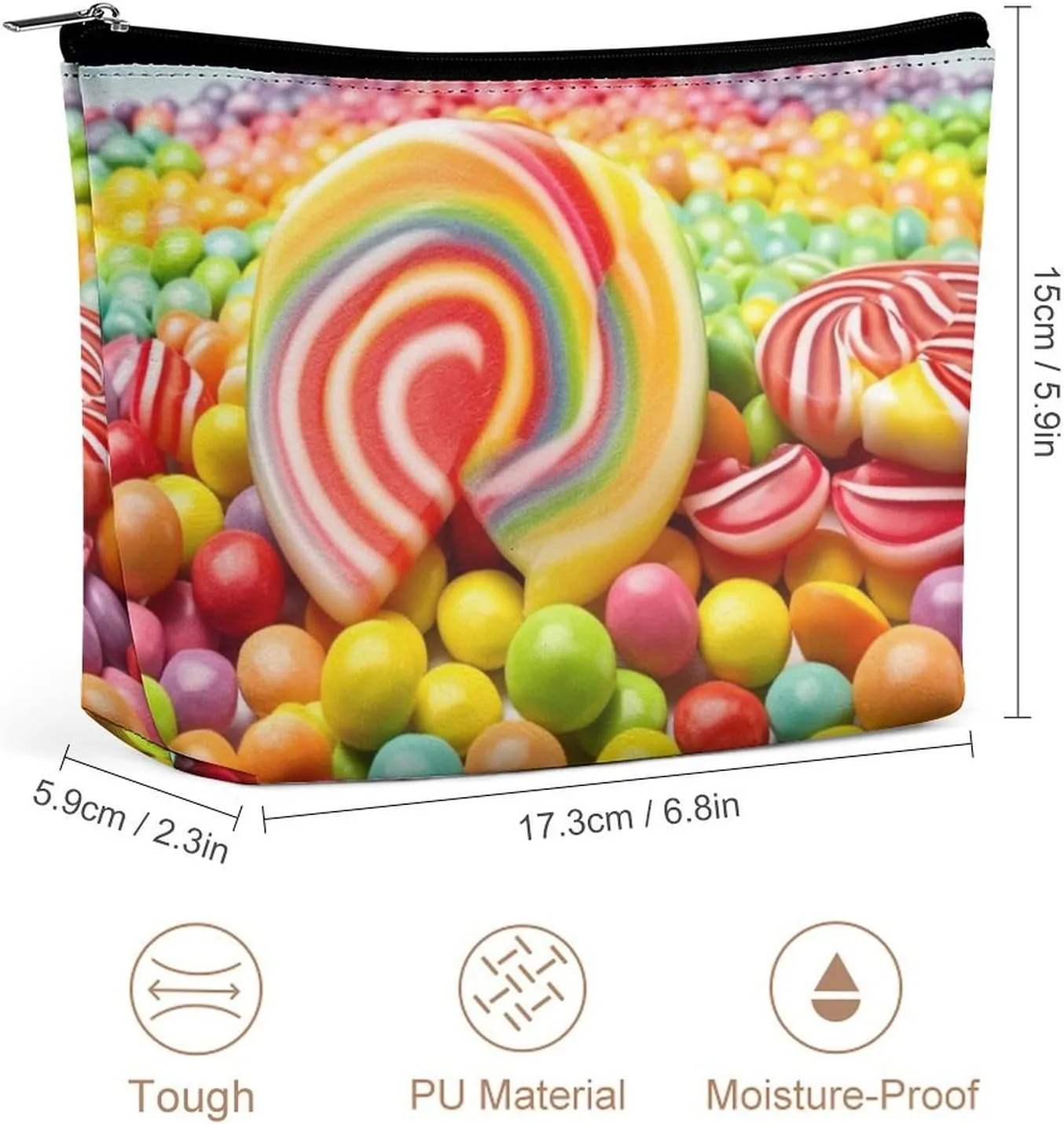 Makeup Bag Travel Cosmetic Bag Portable Rainbow Candy Toiletry Bag Large Capacity Zipper Pouch Makeup Organizer Case Waterproof Toiletry Pouch for Women Men
