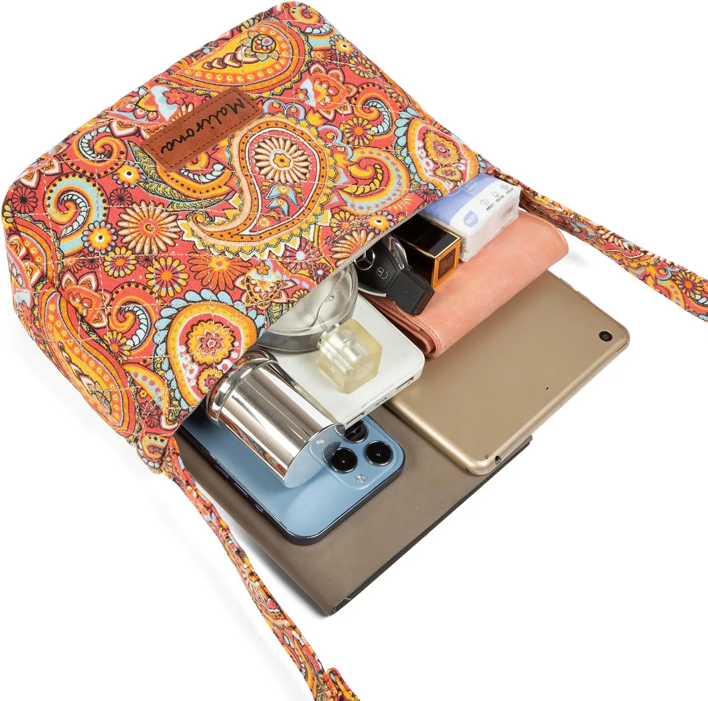 Malirona Women 's Durable Small Floral Crossbody Bag Canvas Messenger Handbag Multi Pocket Travel Satchel Purse