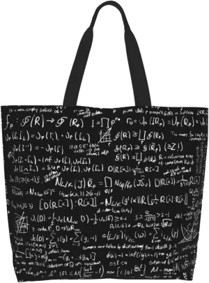 Math Canvas Tote Bag Mathematics Shoulder Bag Handbag Funny Casual Teachers Grocery Bags for Outdoor