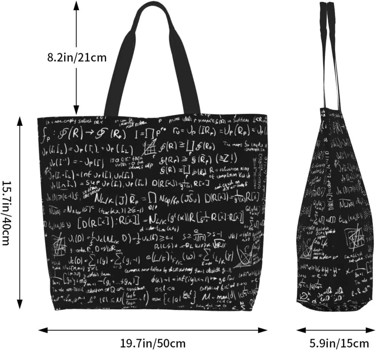 Math Canvas Tote Bag Mathematics Shoulder Bag Handbag Funny Casual Teachers Grocery Bags for Outdoor