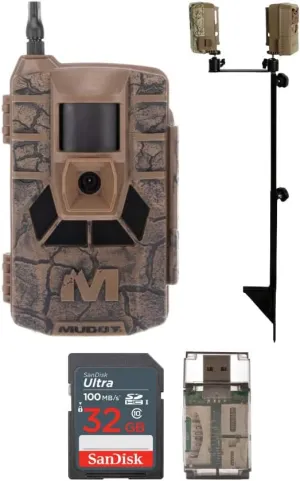 Matrix 36MP Imaging Cellular Trail Camera with On Demand Photo (Mud) Bundle Dual Camera Ground Mound, 32GB UHS-I Memory Card, and USB 2.0 Card Reader (4 Items)
