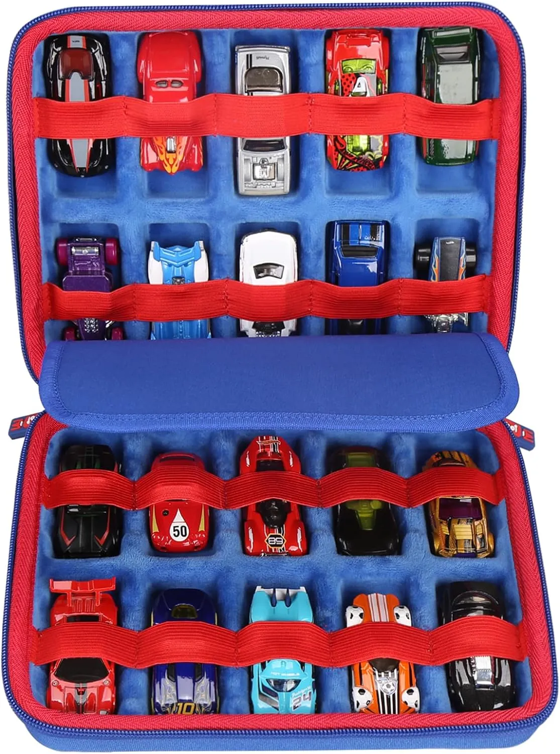 Mchoi Hot Wheels Case Storage for 20 Cars, Toy Car Organizer for Your Matchbox Cars Storage, Blue, Case Only