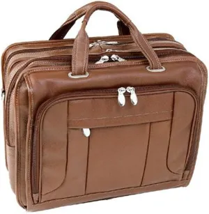 McKlein 15" Leather Fly-Through Checkpoint-Friendly Laptop Briefcase- RIVER WEST