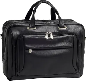 McKlein 17" Leather Expandable Double Compartment Briefcase- WEST LOOP