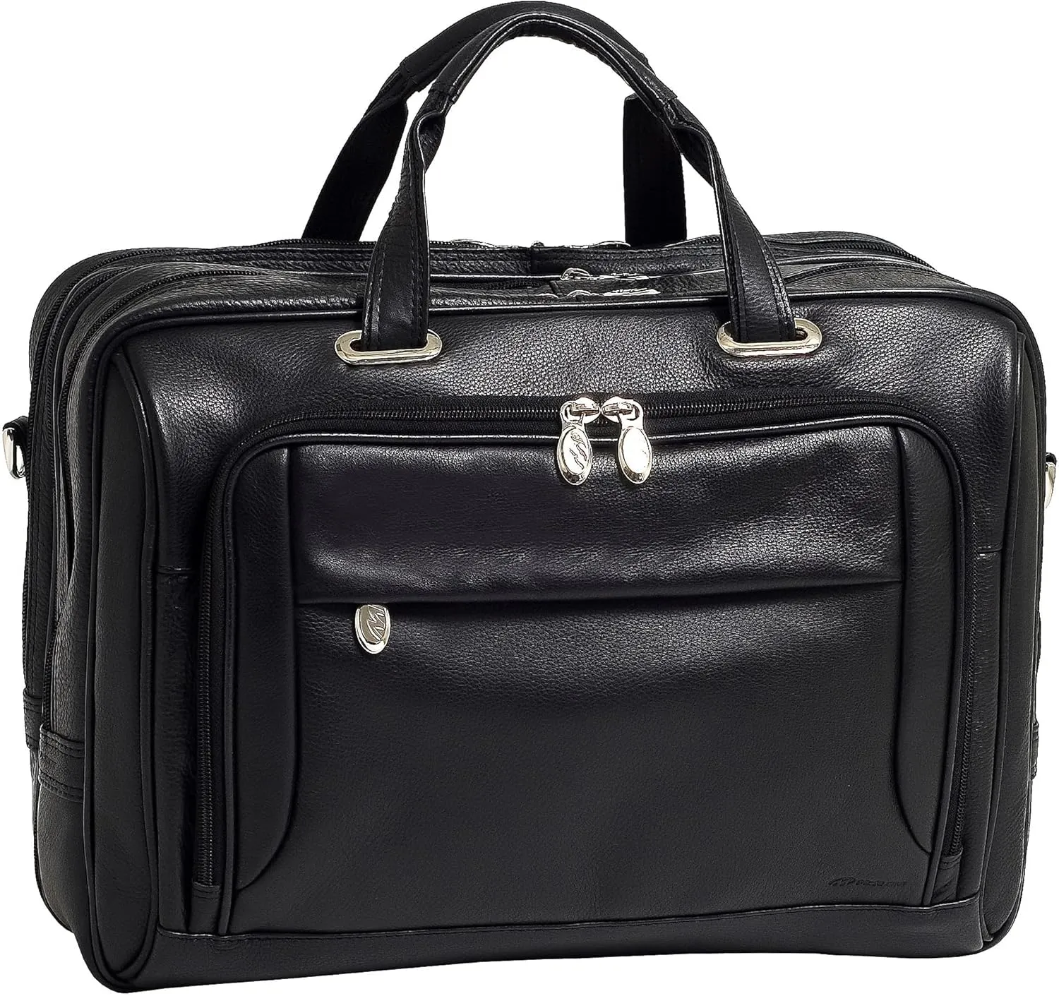 McKlein 17" Leather Expandable Double Compartment Briefcase- WEST LOOP