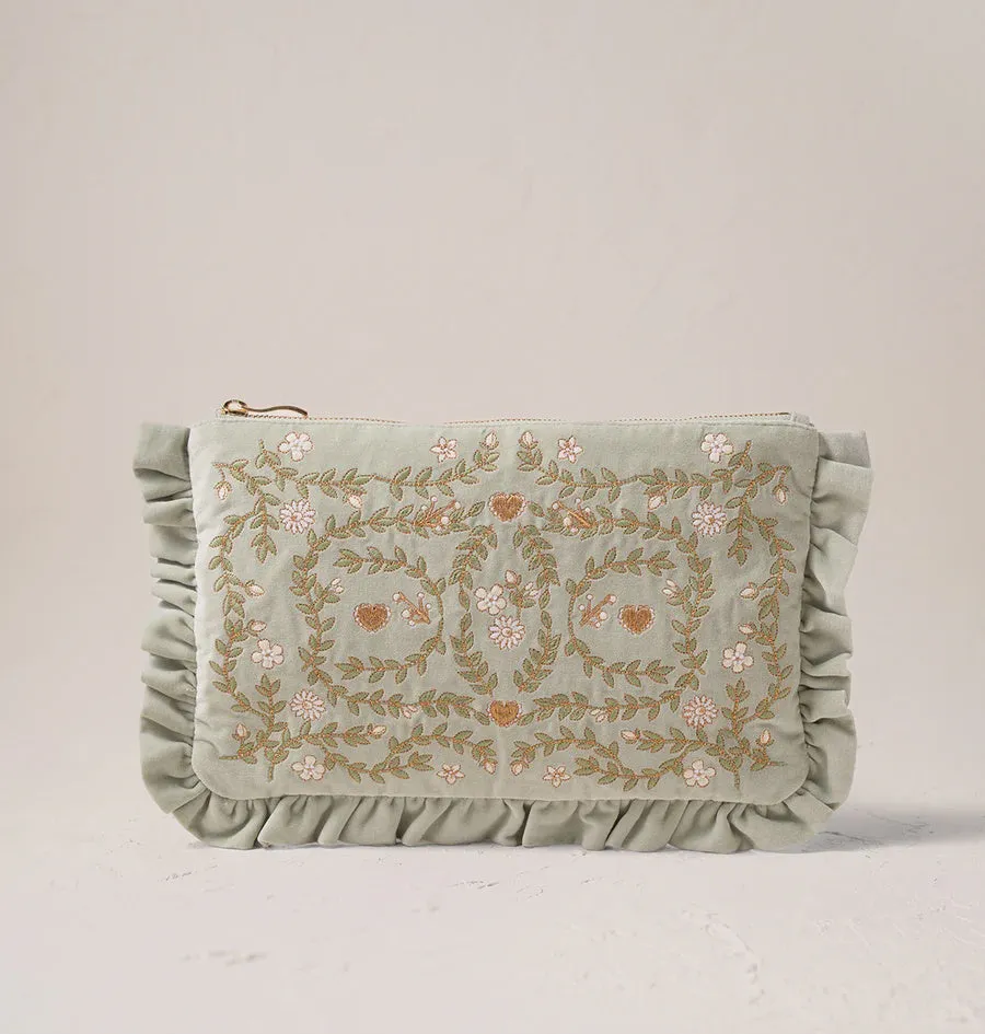 Mediterranean Garden Frill Pouch sage