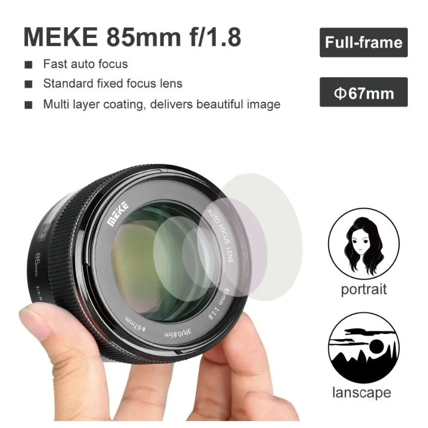 Meike MK-85mm 85mm F1.8 Canon Lens AF Auto Focus Telephoto Portrait Prime Lens for Canon DSLR