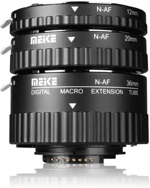 MEIKE MK-N-AF1-B Auto Focus Macro Extension Tube Set for Nikon DSLR Camera 10MM 20MM 36MM D80 D90 D300 D300SD800 D3100 D3200 D3400 D5000 D51000 D5200 D7000 D7100 etc（Metal bayonet Plastic Mount）
