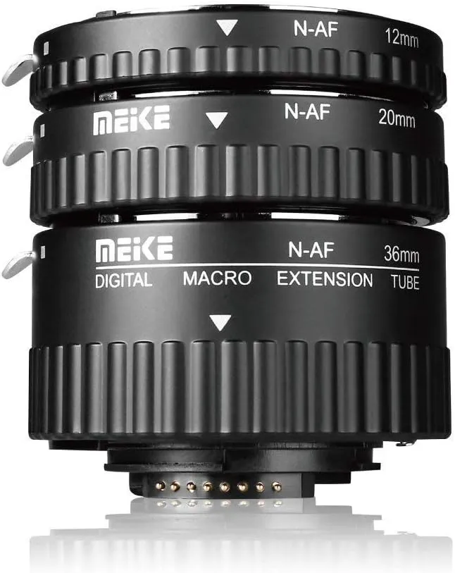 MEIKE MK-N-AF1-B Auto Focus Macro Extension Tube Set for Nikon DSLR Camera 10MM 20MM 36MM D80 D90 D300 D300SD800 D3100 D3200 D3400 D5000 D51000 D5200 D7000 D7100 etc（Metal bayonet Plastic Mount）