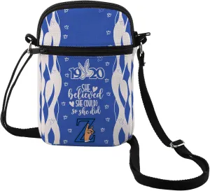 MEIKIUP Greek Sorority Gift She Believed She Could So She Did Crossbody Bag Blue & White Bag Sorority Paraphernalia