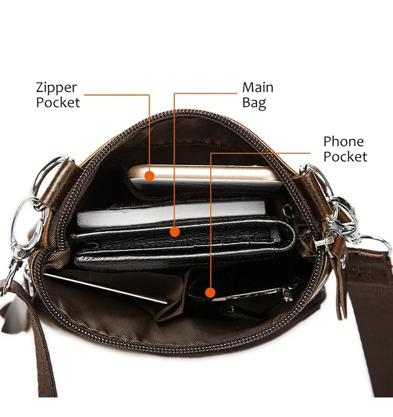Men Genuine Leather Mini Shoulder Bag