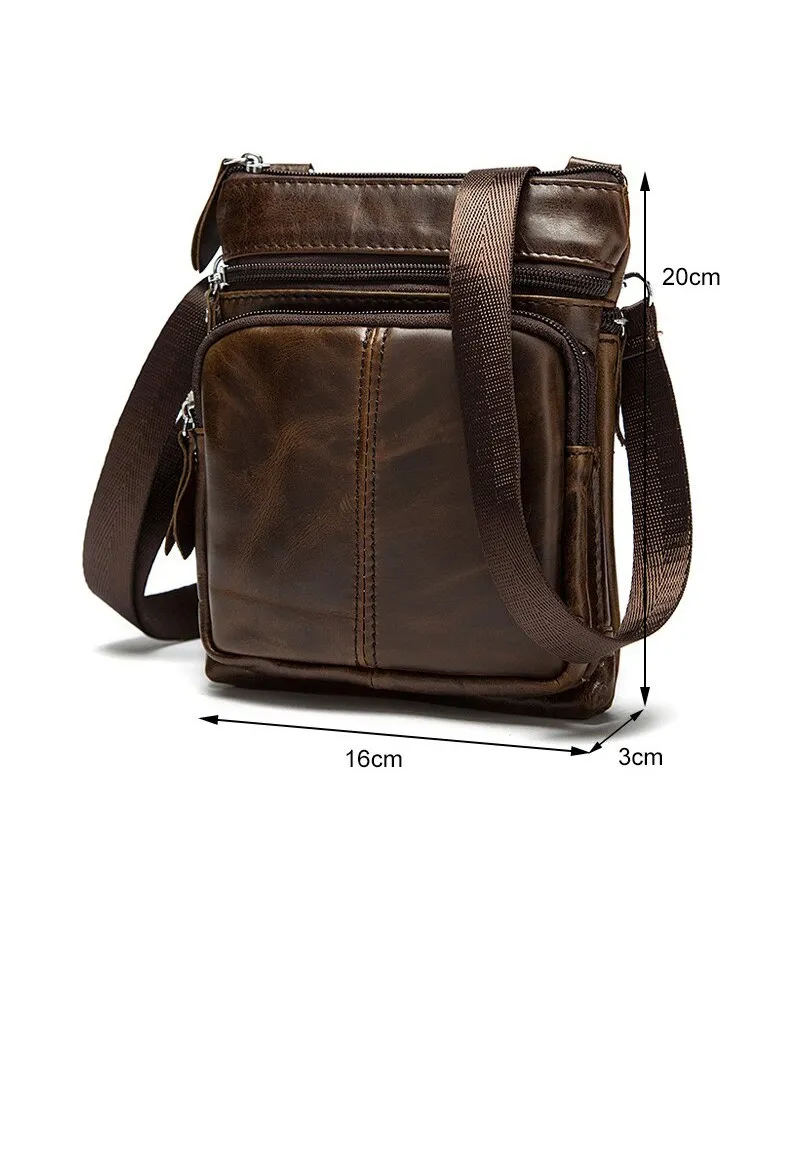 Men Genuine Leather Mini Shoulder Bag