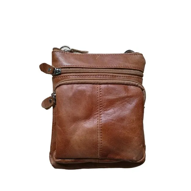 Men Genuine Leather Mini Shoulder Bag