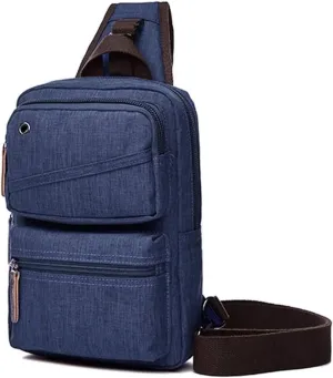 Men Lightweight Sling Shoulder Crossbody Bag Casual Canvas Backpack Chest Pack Anti Theft Travel Cycling Hiking Daypack(Dark Blue)