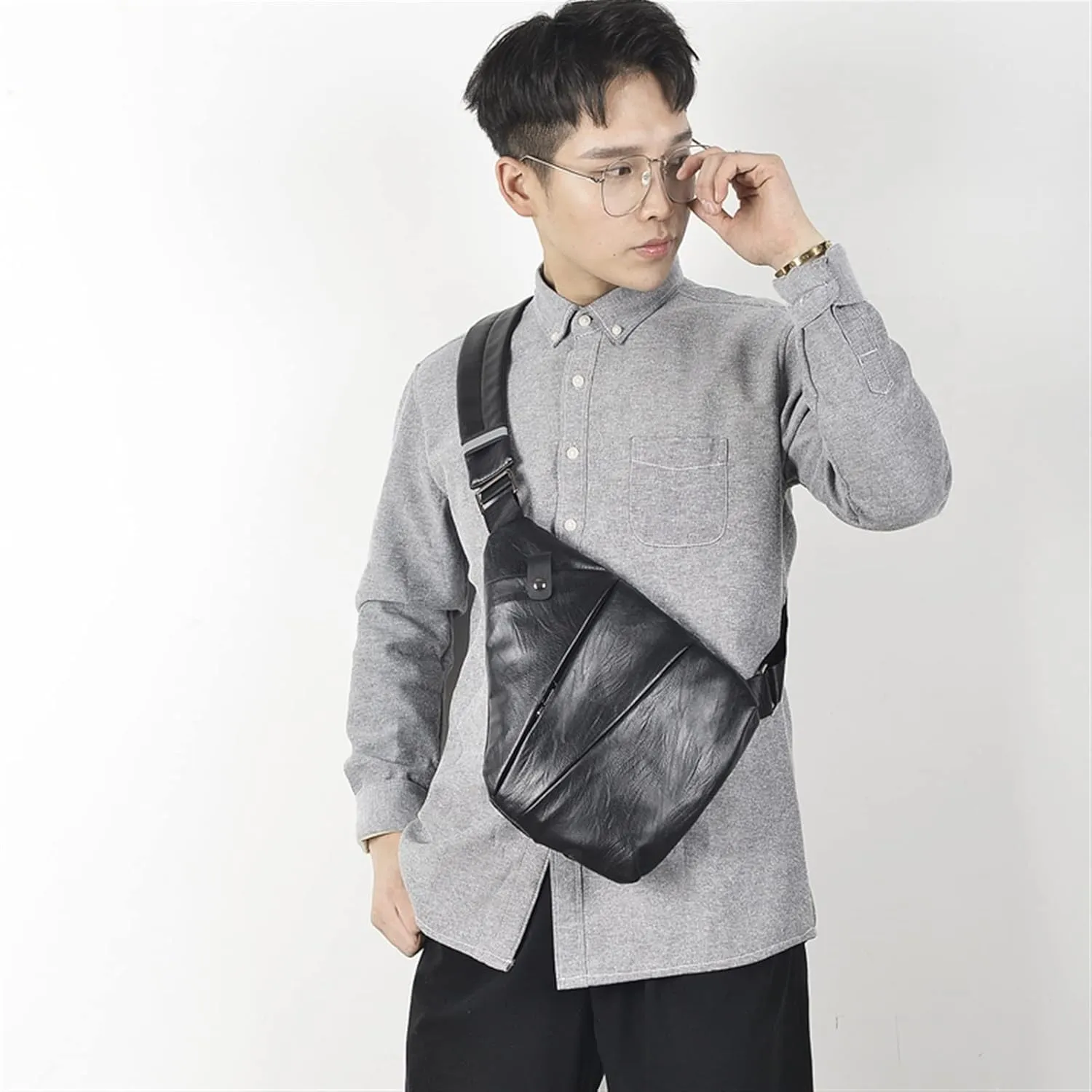 Men Pu Waterproof Chest Bags Shoulder Husband Breast Holster Man Sling Chest Bag Side Crossbody Bags For Men