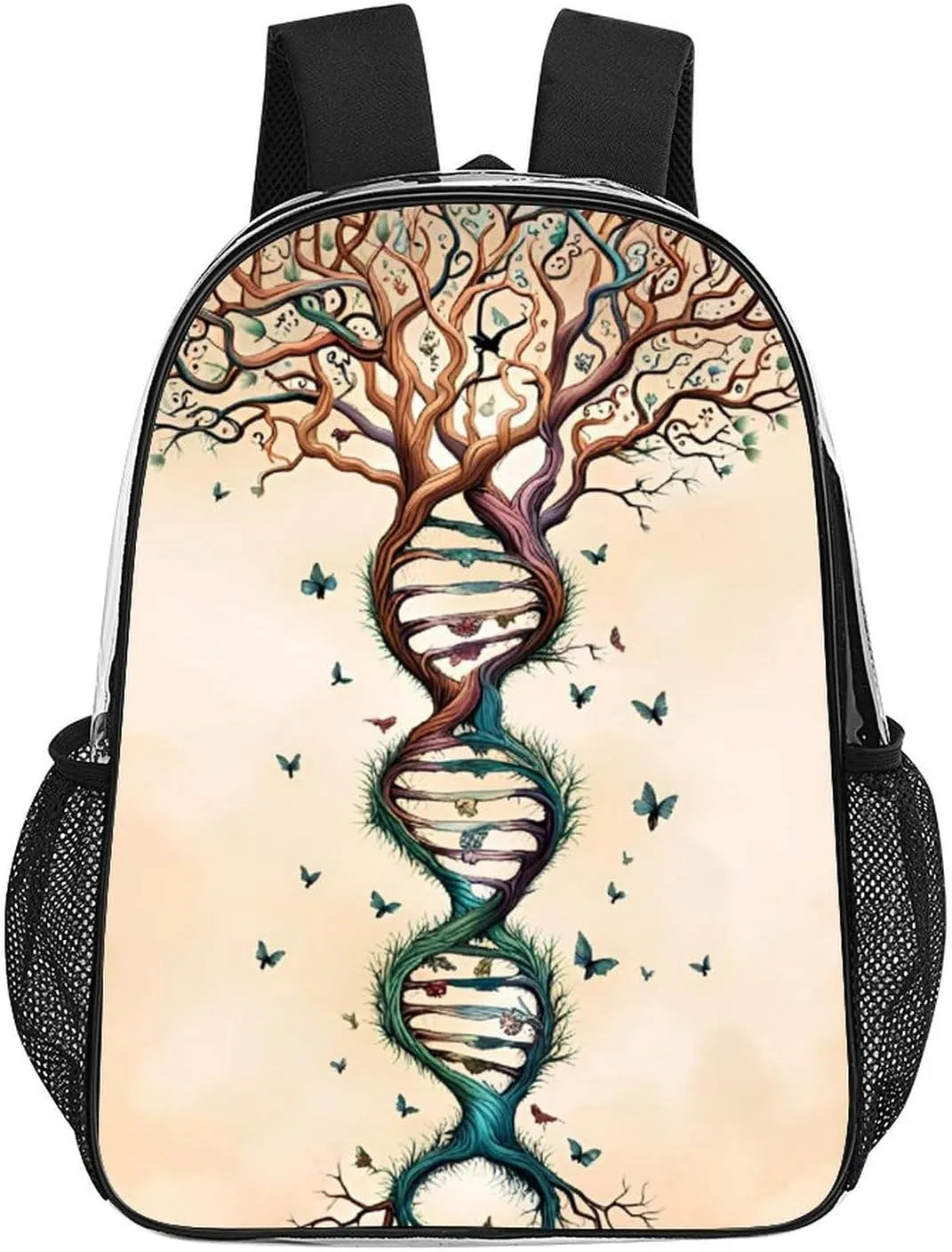Men Women Lightweight Dna Tree Of Life Art Casual Daypack Big Capacity Bookbag Transparent Bag for Gym Travel Walking Cycling
