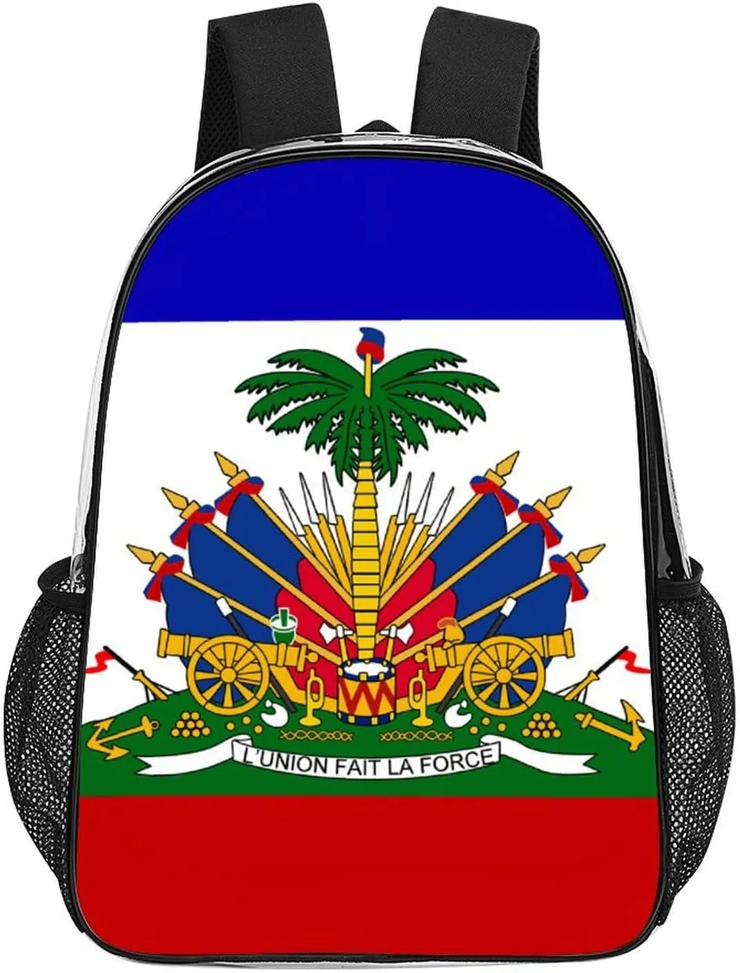 Men Women Lightweight Haiti Flag Art Casual Daypack Big Capacity Bookbag Transparent Bag for Gym Travel Walking Cycling