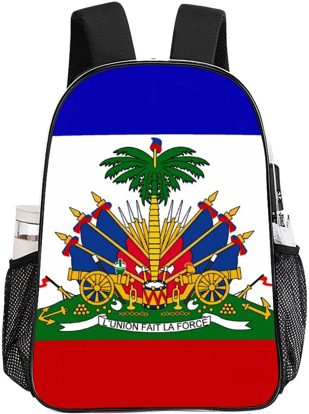 Men Women Lightweight Haiti Flag Art Casual Daypack Big Capacity Bookbag Transparent Bag for Gym Travel Walking Cycling