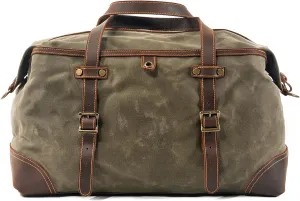 Men's Canvas Duffle Bag Large Capacity Travel Crossbody Shoulder Bag Weekend Convenient Carry On Luggage Bags Unisex (Green)