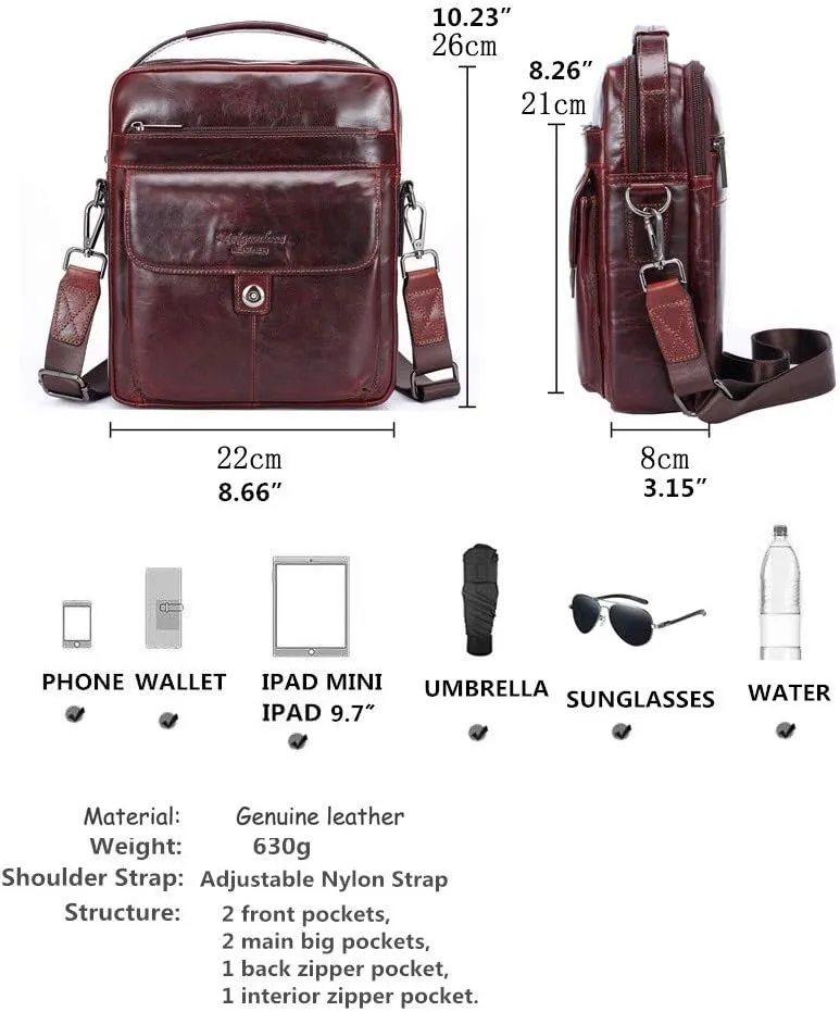 Men's Genuine Leather Messenger Shoulder Bag Handbag CrossBody Briefcase
