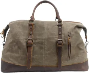 Men's Hand-held Travel Bag Vintage Oil Waxed Canvas Crossbody Duffel Bag Cowhide Men's Bag Travel Bag(3)