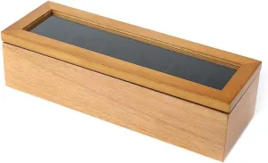 Mens Jewellery Box Watch Box Case Organizer Display for Men Women, 6 Slot Wood Box with Glass Top, Vintage Watch Gift Box