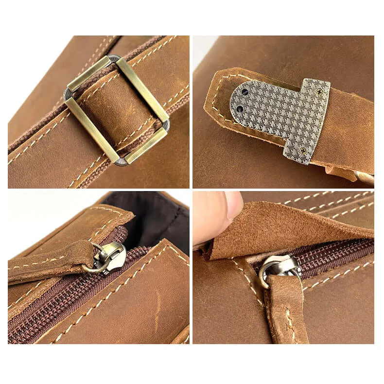 Men's Leather Messenger Bag - Vintage Shoulder Bag for 13" Laptop