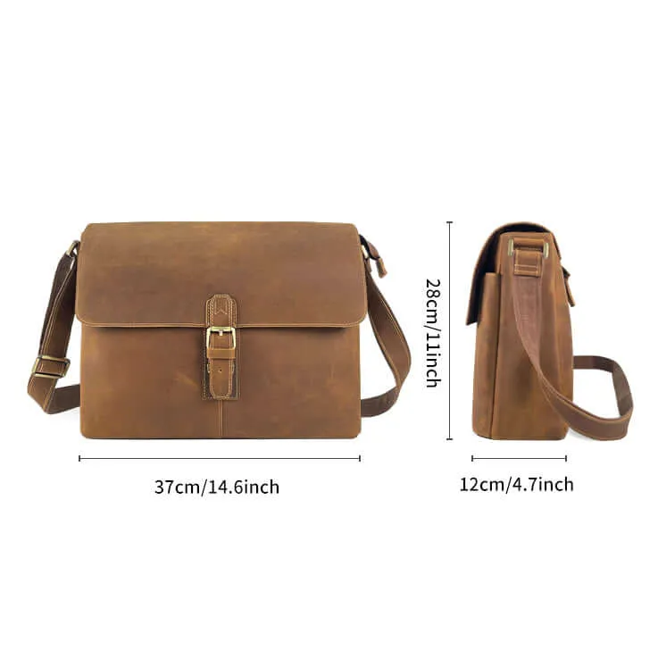 Men's Leather Messenger Bag - Vintage Shoulder Bag for 13" Laptop
