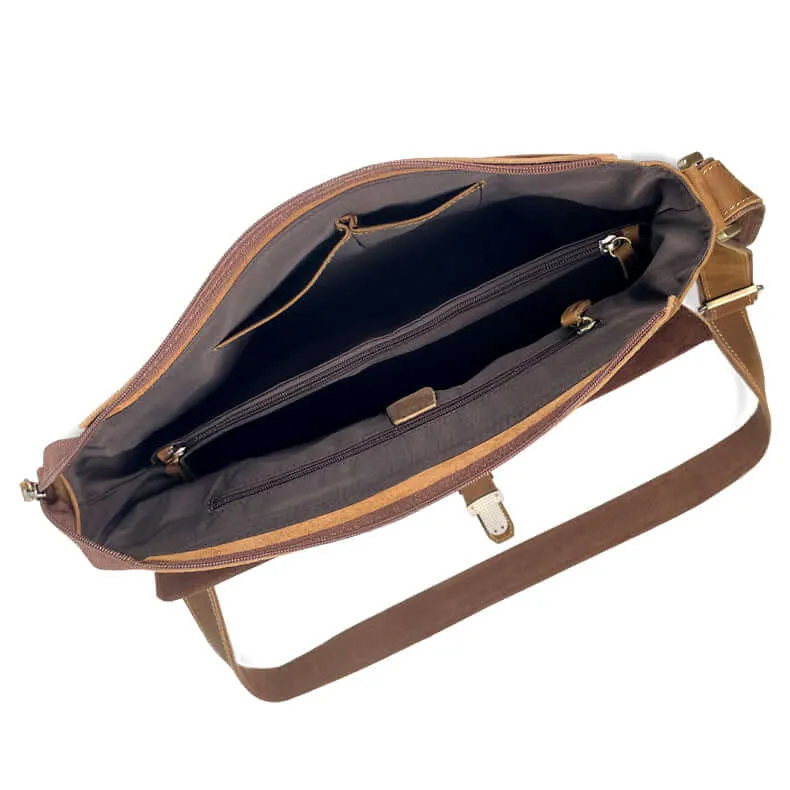 Men's Leather Messenger Bag - Vintage Shoulder Bag for 13" Laptop