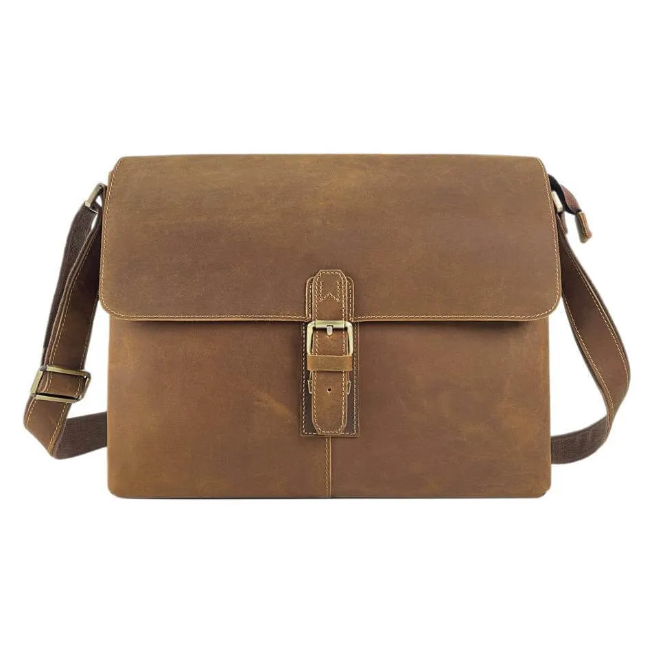Men's Leather Messenger Bag - Vintage Shoulder Bag for 13" Laptop