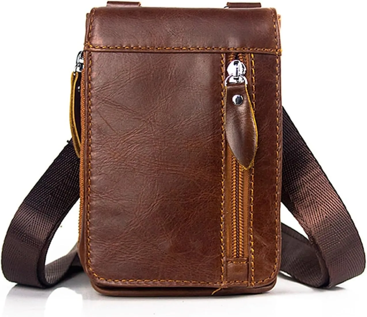 Men's Small Baotou Layer Retro Fanny Pack Shoulder Crossbody Bag A Piece