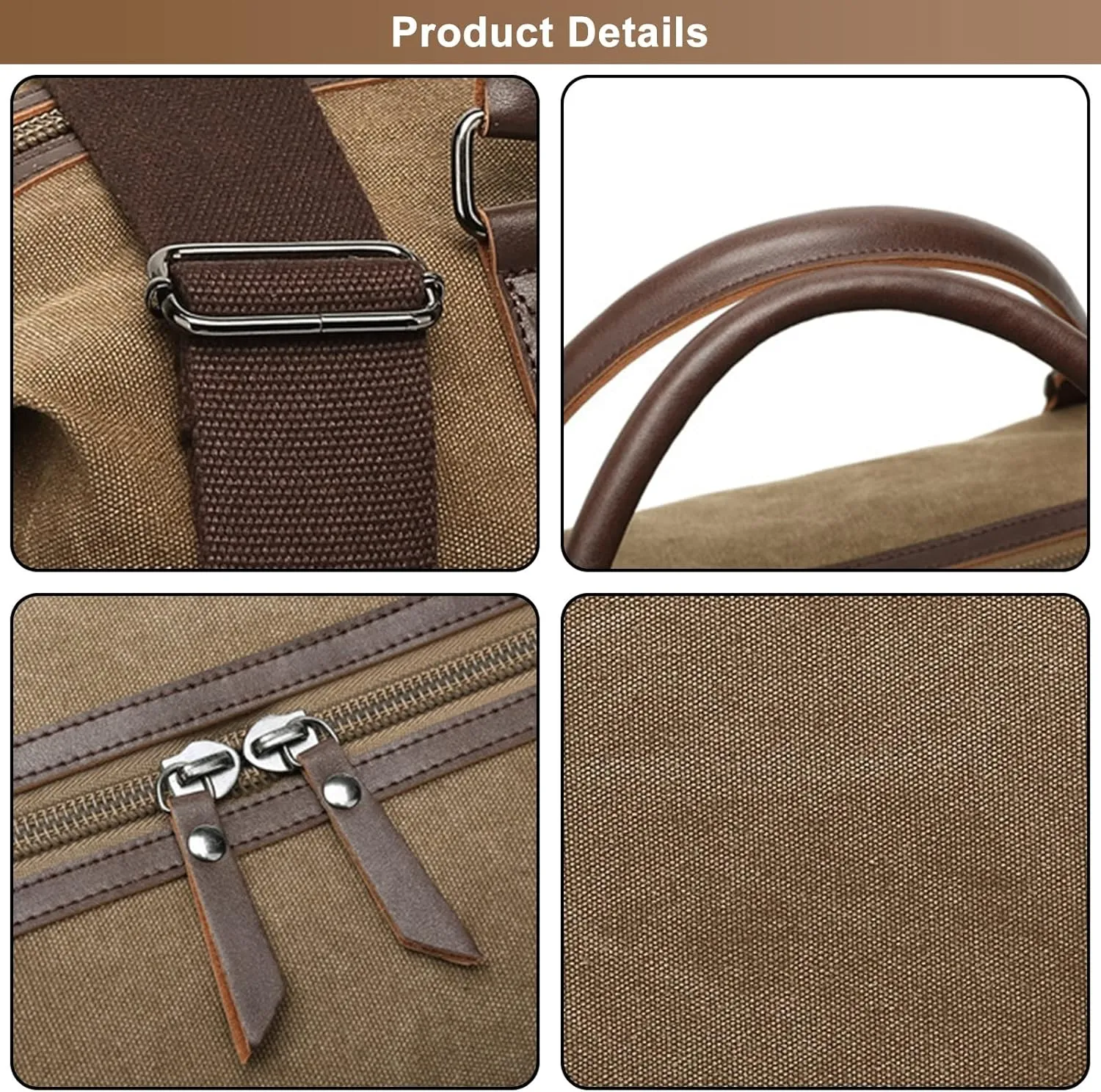 Men's Travel Duffel Bag Canvas Handbag Crossbody Shoulder Bags for Travel Hiking Mountaineering Bag (Brown)