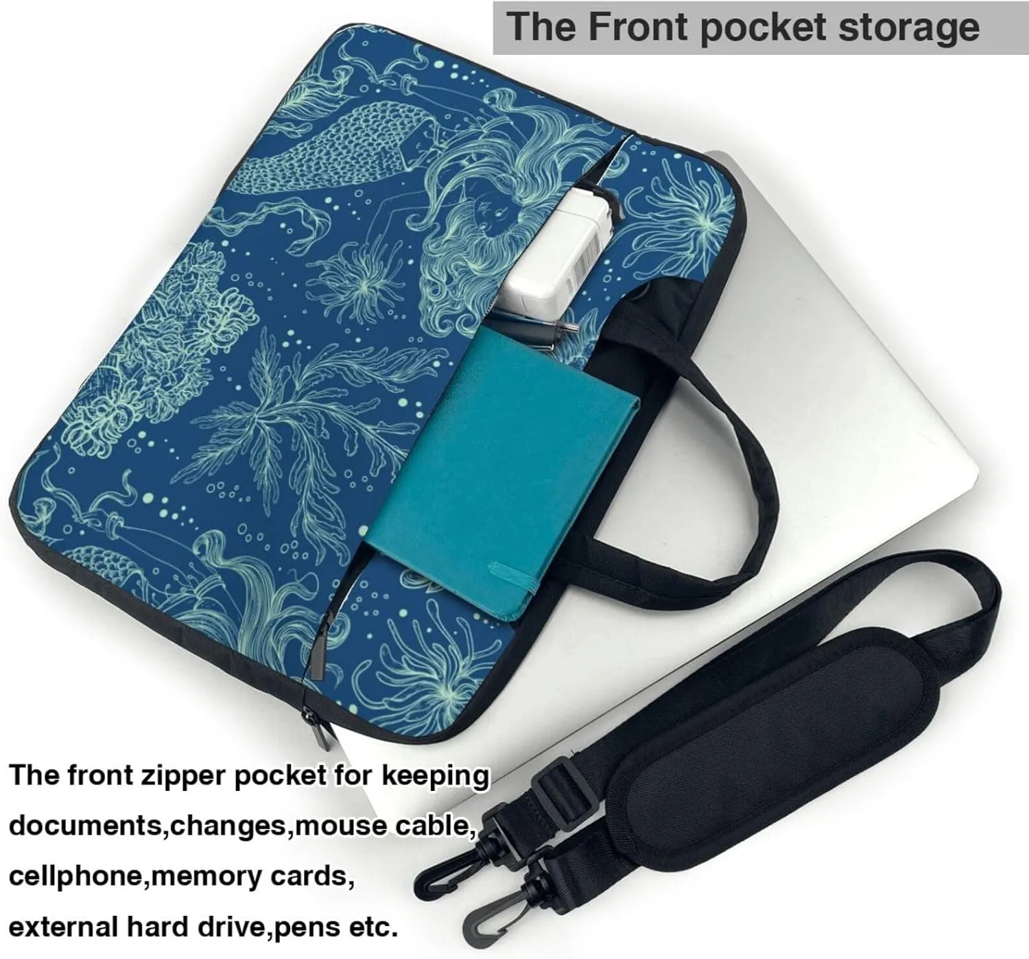 Mermaids Laptop Bag Classic Slim Briefcase Messenger Bag, Spacious, Ergonomic