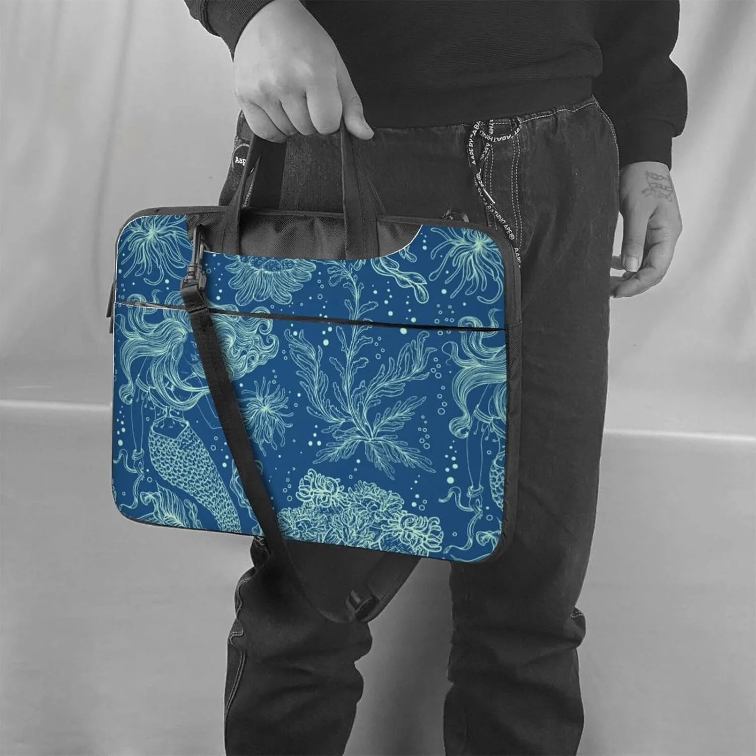 Mermaids Laptop Bag Classic Slim Briefcase Messenger Bag, Spacious, Ergonomic