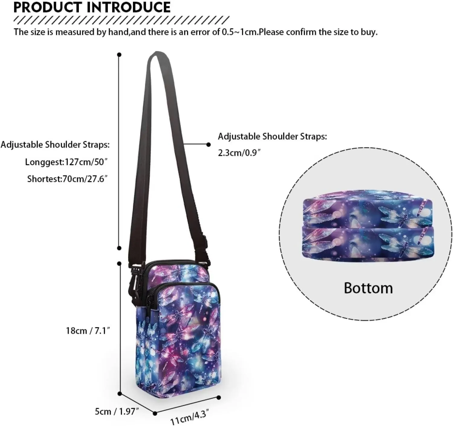 Messenger Bags for Women Portable Crossbody Purses with Double Pockets Cute Phone Purse