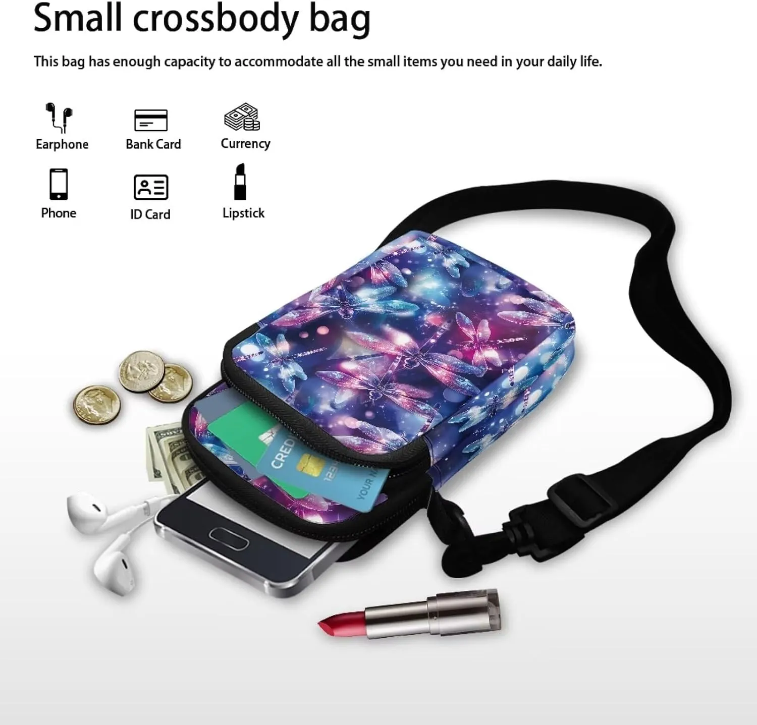 Messenger Bags for Women Portable Crossbody Purses with Double Pockets Cute Phone Purse