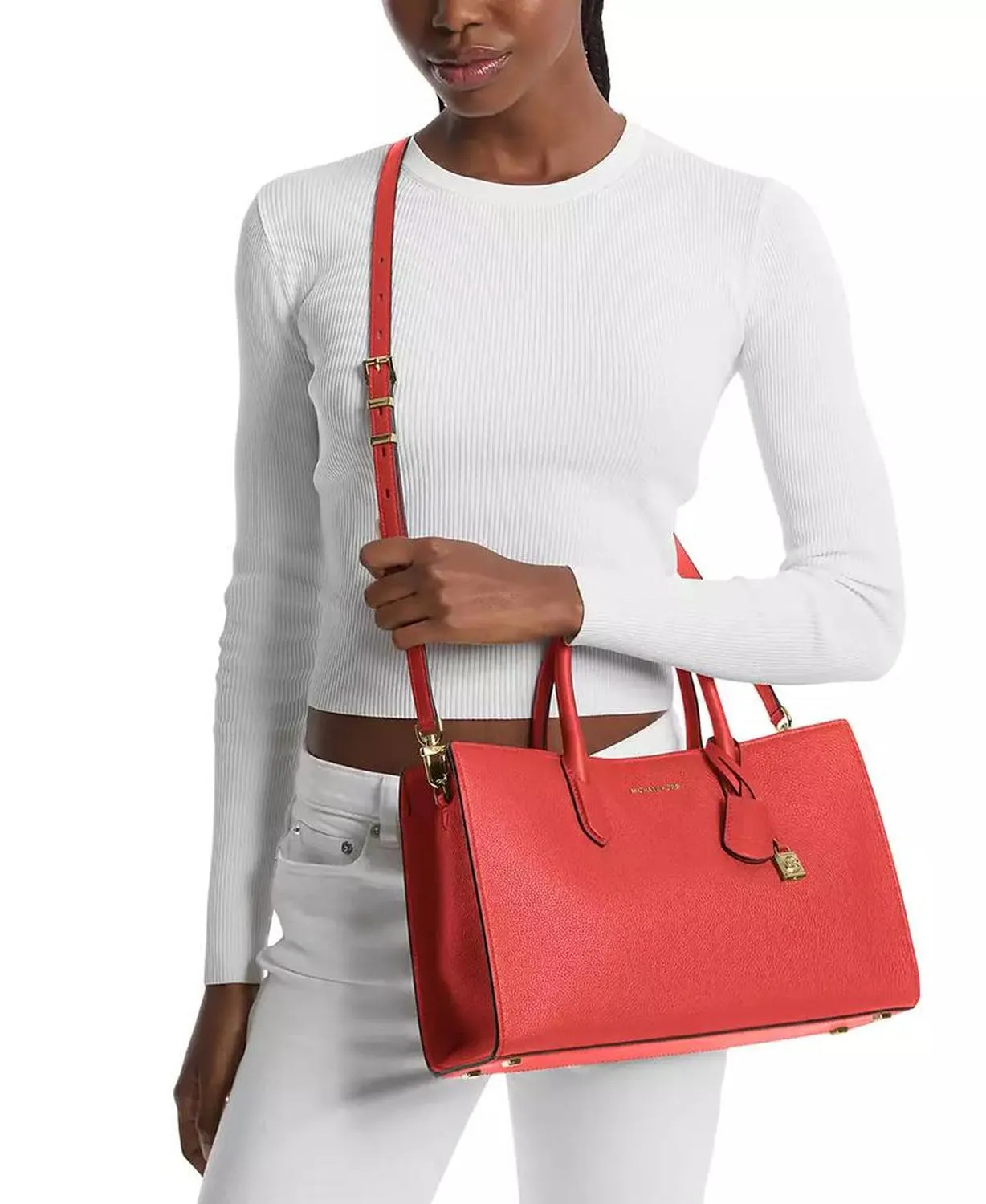 MICHAEL Scarlett Medium East West Leather Satchel