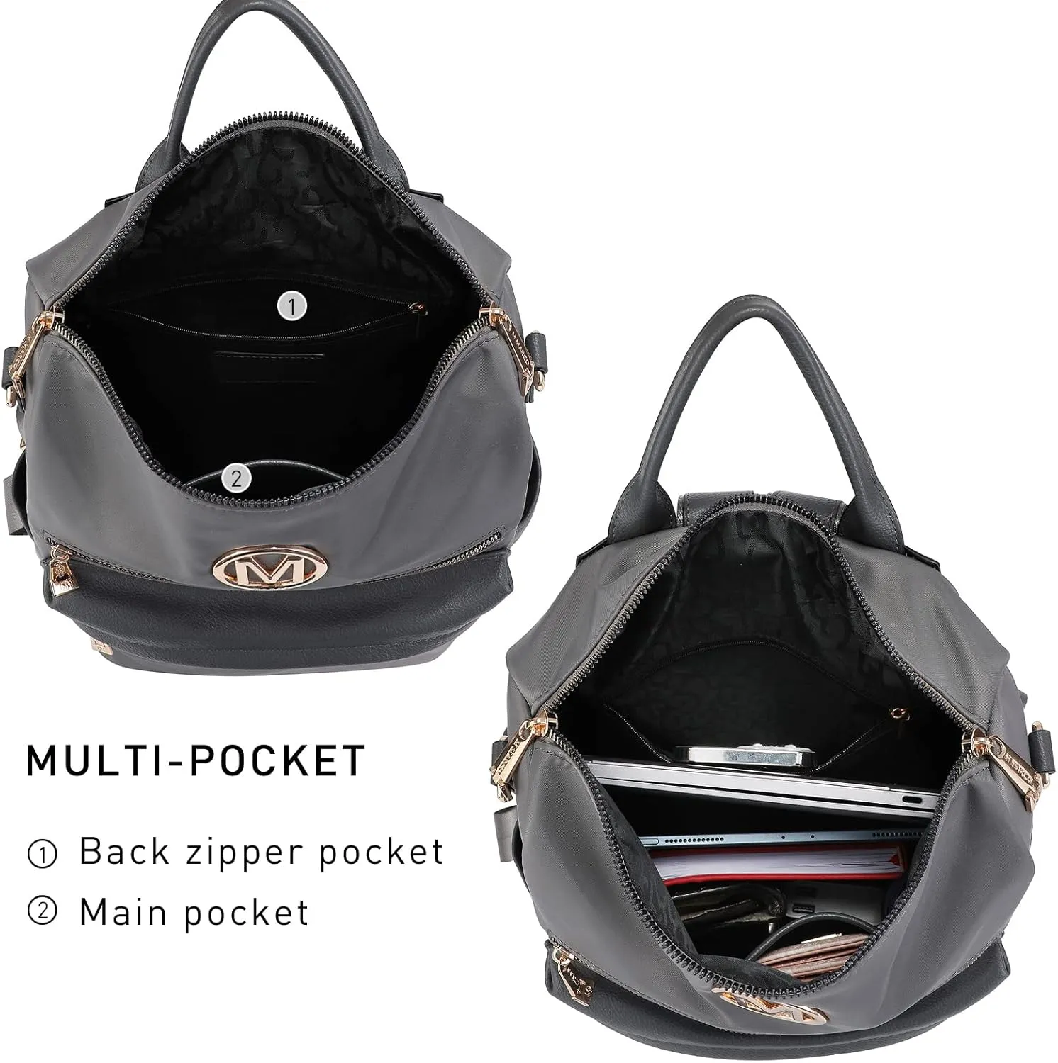 MKP COLLECTION Women Nylon Backpack Purse Convertible Large Ladies Designer Rucksack Travel Shoulder Bags Handbag 2PCS