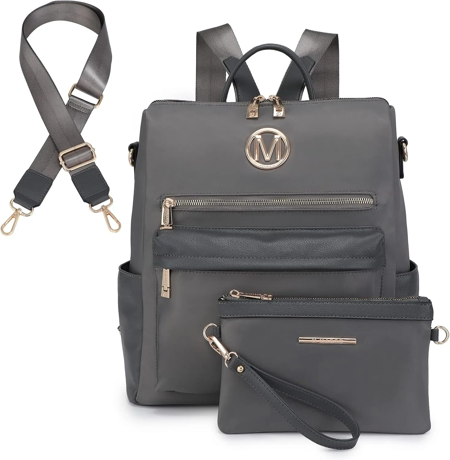 MKP COLLECTION Women Nylon Backpack Purse Convertible Large Ladies Designer Rucksack Travel Shoulder Bags Handbag 2PCS