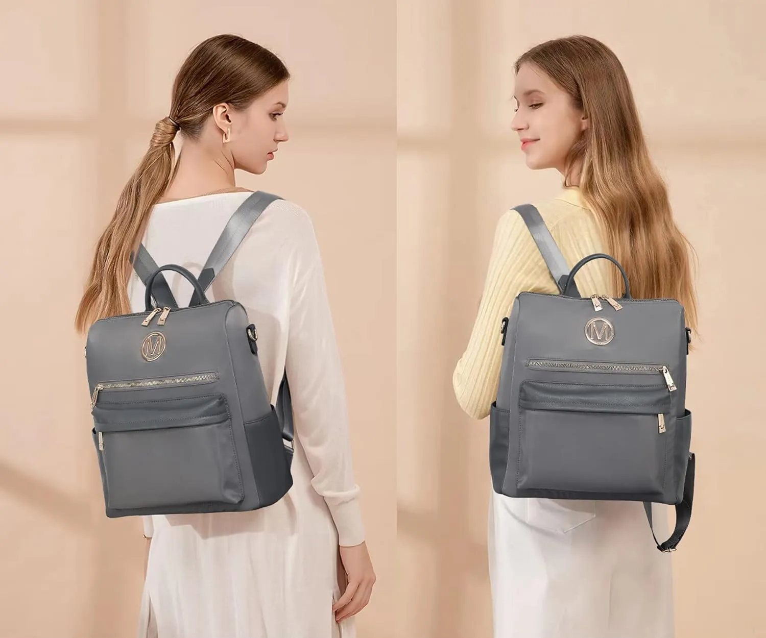 MKP COLLECTION Women Nylon Backpack Purse Convertible Large Ladies Designer Rucksack Travel Shoulder Bags Handbag 2PCS