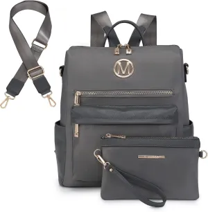 MKP COLLECTION Women Nylon Backpack Purse Convertible Large Ladies Designer Rucksack Travel Shoulder Bags Handbag 2PCS