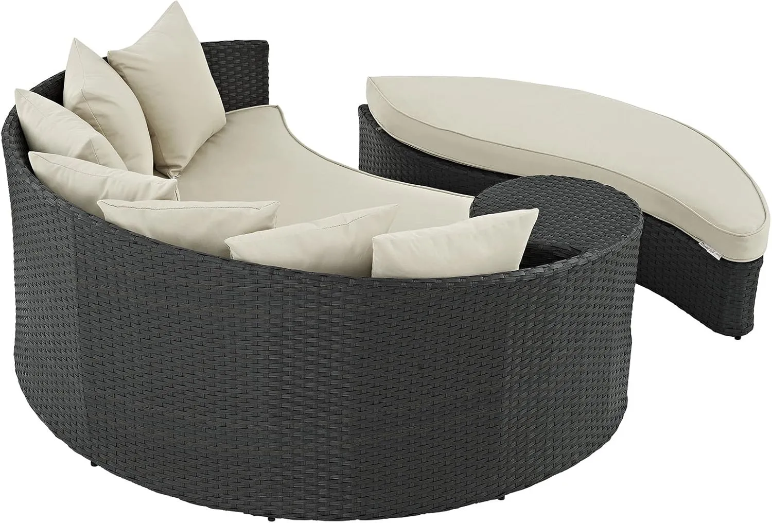 Modway EEI-1982-CHC-BEI Sojourn Wicker Rattan Outdoor Patio Sunbrella Fabric Daybed in Antique Canvas Beige