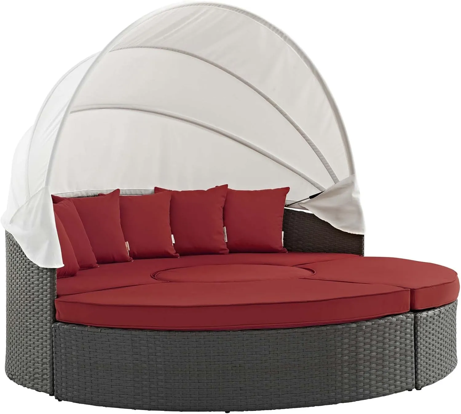Modway Sojourn Outdoor Patio Sunbrella Sectional Daybed with Canopy in Canvas Red