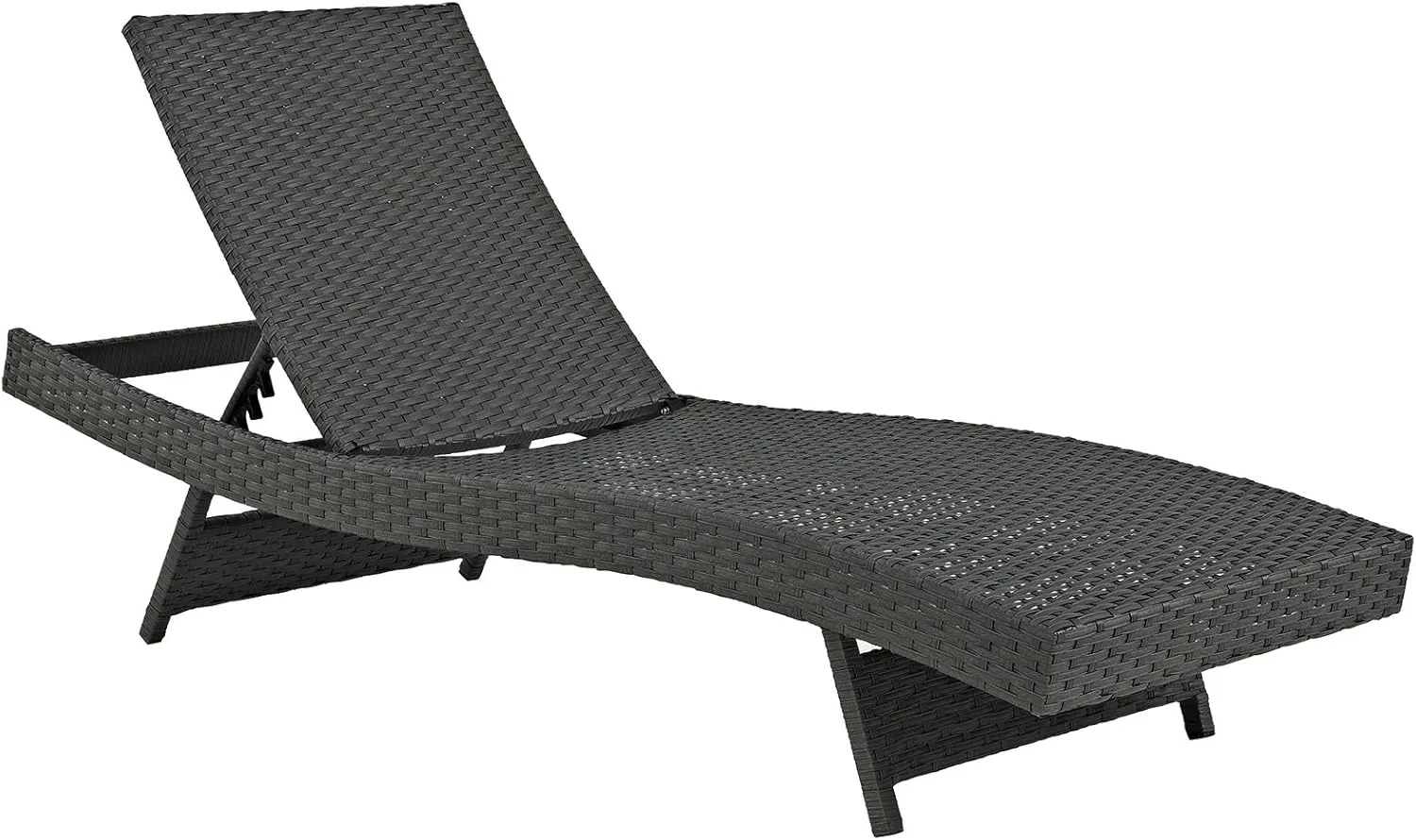 Modway Sojourn Wicker Rattan Outdoor Patio Sunbrella Fabric Chaise Lounge in Antique Canvas Beige