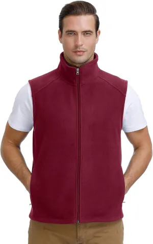 MOHEEN Men's Fleece Vest Outdoor Full Zip Softshell Sleeveless Jacket with Pockets
