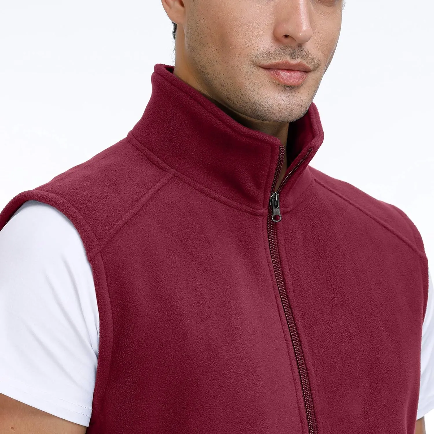 MOHEEN Men's Fleece Vest Outdoor Full Zip Softshell Sleeveless Jacket with Pockets